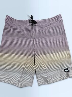 NWT Quiksilver Board Shorts Mens Sz 34 Striped Muted Multi-Color
